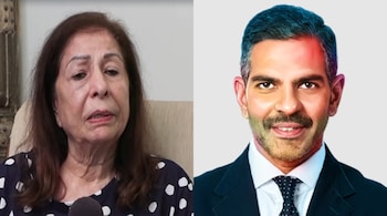 (left) Rani Kapur, source: ANI ; (right) Sunjay Kapur