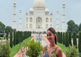 Ananya Panday stuns in a mustard-blue ensemble as she visits the Taj Mahal