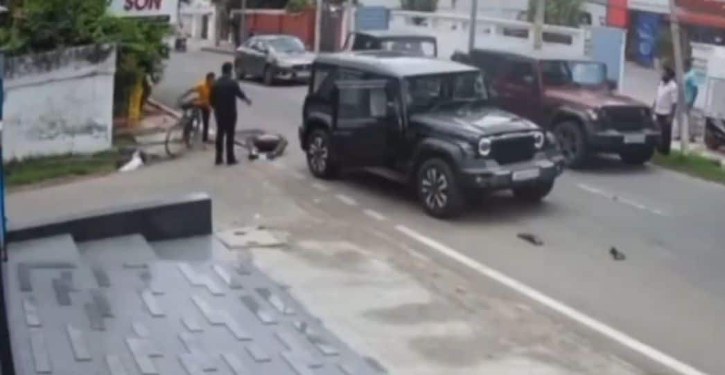 Jammu hit-and-run caught on cam: Engineering student reverses Thar to hit scooter rider again | Watch