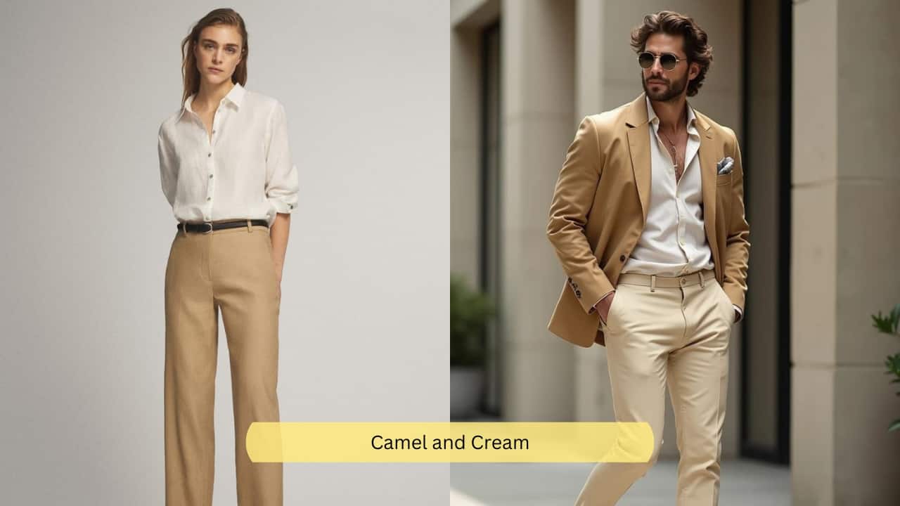 Camel and Cream Camel screams luxury and understated elegance. It looks rich and suave when paired with beige. This colour combination works well for both men and women and can be styled in multiple ways for different occasions. A classic shirt-and-trouser look often brings the best out of this combo.(Image : Canva) Camel and Cream Camel screams luxury and understated elegance. It looks rich and suave when paired with beige. This colour combination works well for both men and women and can be styled in multiple ways for different occasions. A classic shirt-and-trouser look often brings the best out of this combo.(Image : Canva)
