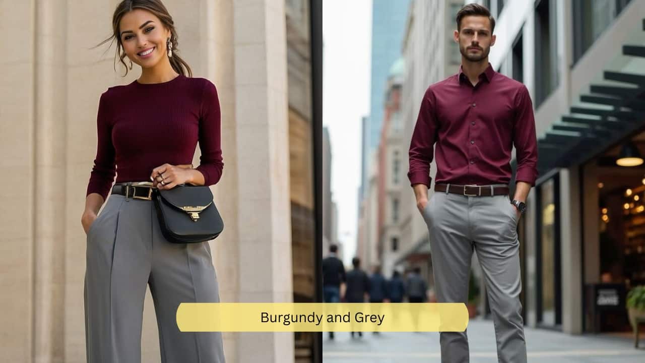 Burgundy and Grey This combination is bound to make you look refined and classy. It’s best suited for the upcoming fall-winter/autumn season, as burgundy is a rich, deep tone that complements the mood. Pair it with cream or beige to brighten things up, or go with grey for a more polished, sophisticated finish.(Image : Canva) Burgundy and Grey This combination is bound to make you look refined and classy. It’s best suited for the upcoming fall-winter/autumn season, as burgundy is a rich, deep tone that complements the mood. Pair it with cream or beige to brighten things up, or go with grey for a more polished, sophisticated finish.(Image : Canva)