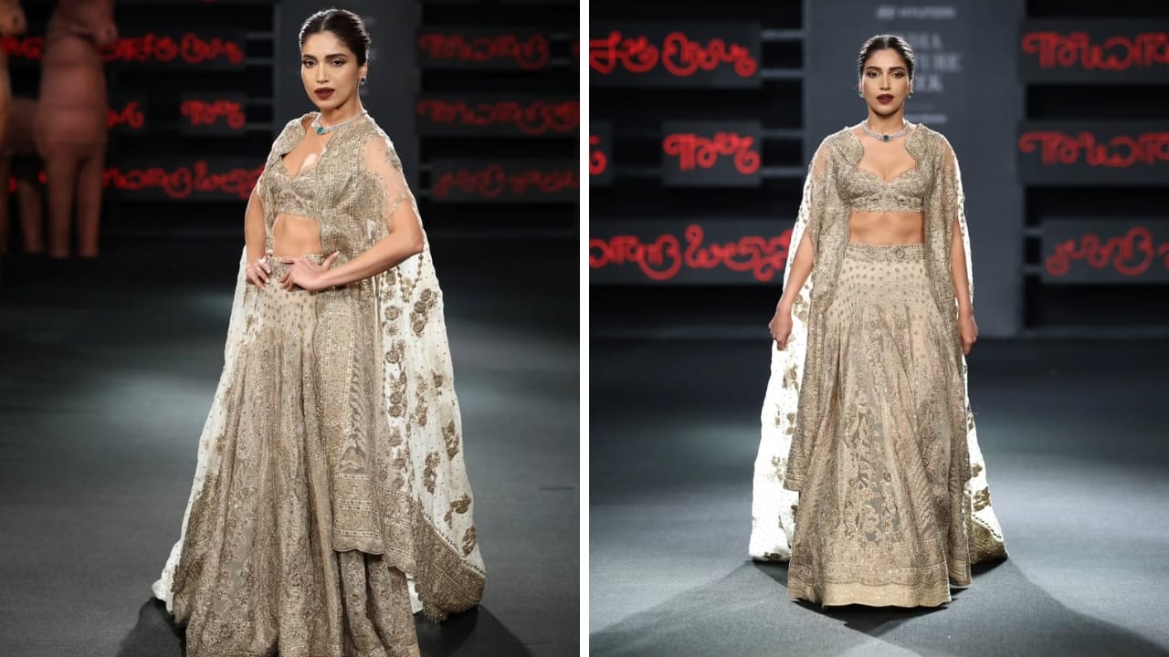 Bhumi Pednekar sets new trend for modern brides in glamorous lehenga with a cape