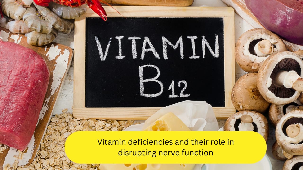 Vitamin deficiencies and their role in disrupting nerve function There can be multiple underlying causes that may lead to peripheral neuropathies, which can include vitamin deficiencies as well. A reduced intake or absorption of vitamin B12, and vitamin E, along with thiamine and pyridoxine can cause a disruption in the normal functioning of the nerves.(Image : canva)