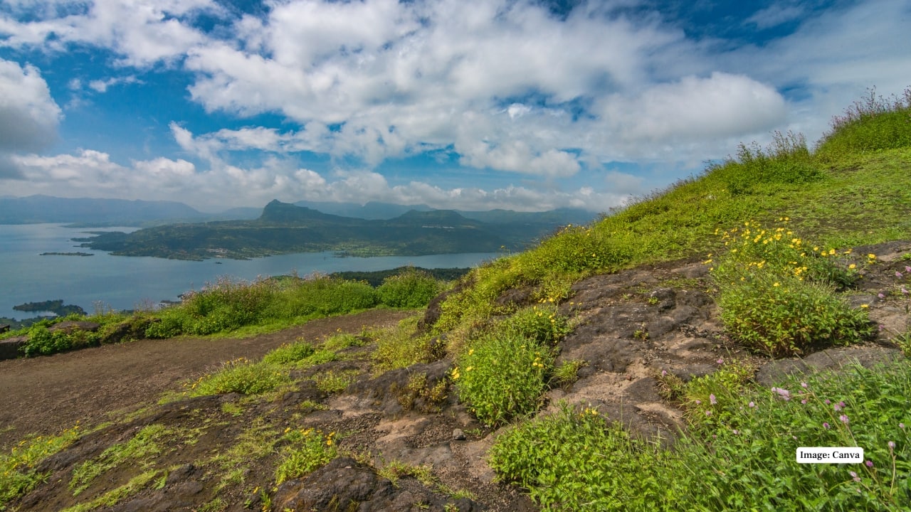 10. Lonavala &amp; Khandala, Maharashtra For Mumbaikars and Punekars, these twin hill stations remain the default monsoon getaway. Yet each trip reveals new charms: hidden waterfalls, fog-wrapped forts, and roadside stalls serving piping hot bhutta and vada pav. What to explore: Bhushi Dam, Karla and Bhaja Caves, Lion’s Point, and Lohagad Fort. Best departure cities: Mumbai, Pune. (Image: Canva)