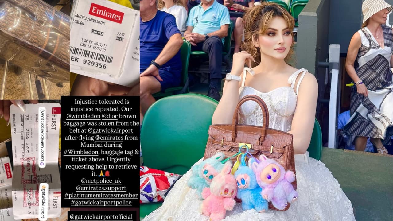 Urvashi Rautela claims her Dior bag stolen from belt at London Gatwick airport after Emirates flight, tags Police for action