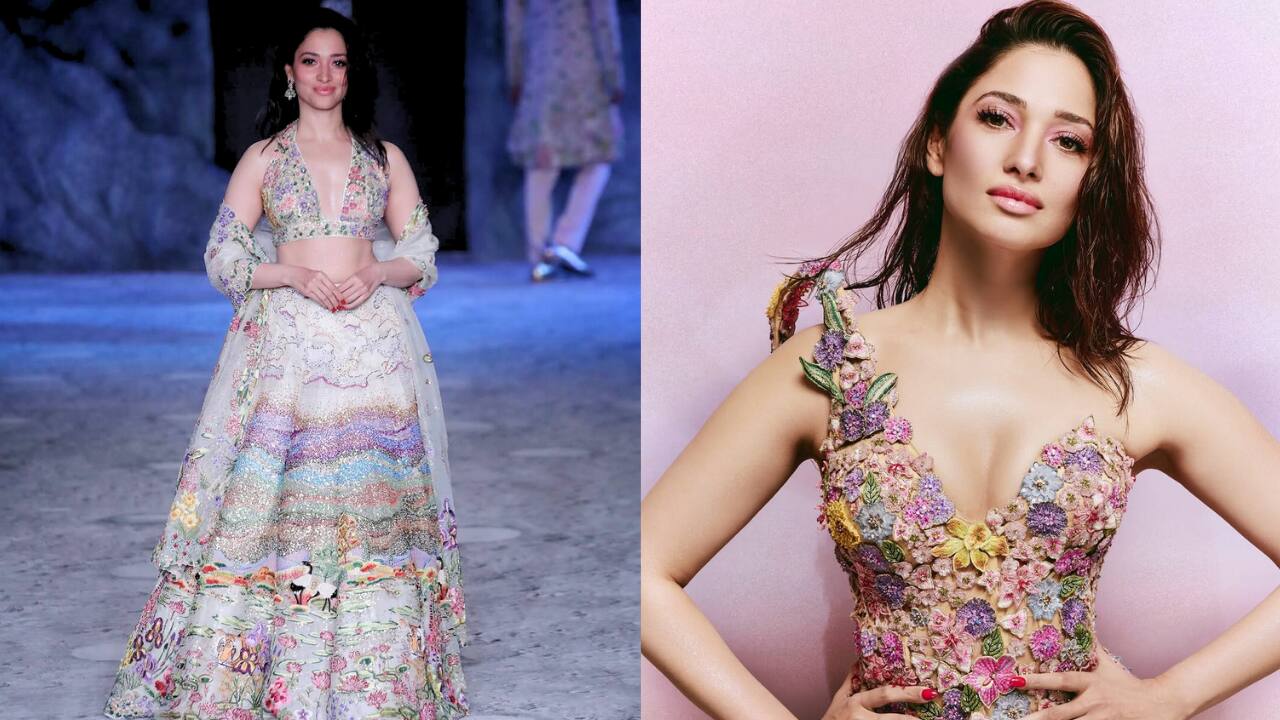 Tamannaah Bhatia Tamannaah Bhatia stuns in Rahul Mishra's 'Becoming Love' collection, showcasing two different looks. Her standout lehenga looked like a work of art, featuring an intricate design that depicted serene lakes, blooming lotuses, birds in flight, and lush fields. She walked the ramp again as a showstopper in a bodycon dress. Tamannaah Bhatia Tamannaah Bhatia stuns in Rahul Mishra's 'Becoming Love' collection, showcasing two different looks. Her standout lehenga looked like a work of art, featuring an intricate design that depicted serene lakes, blooming lotuses, birds in flight, and lush fields. She walked the ramp again as a showstopper in a bodycon dress.