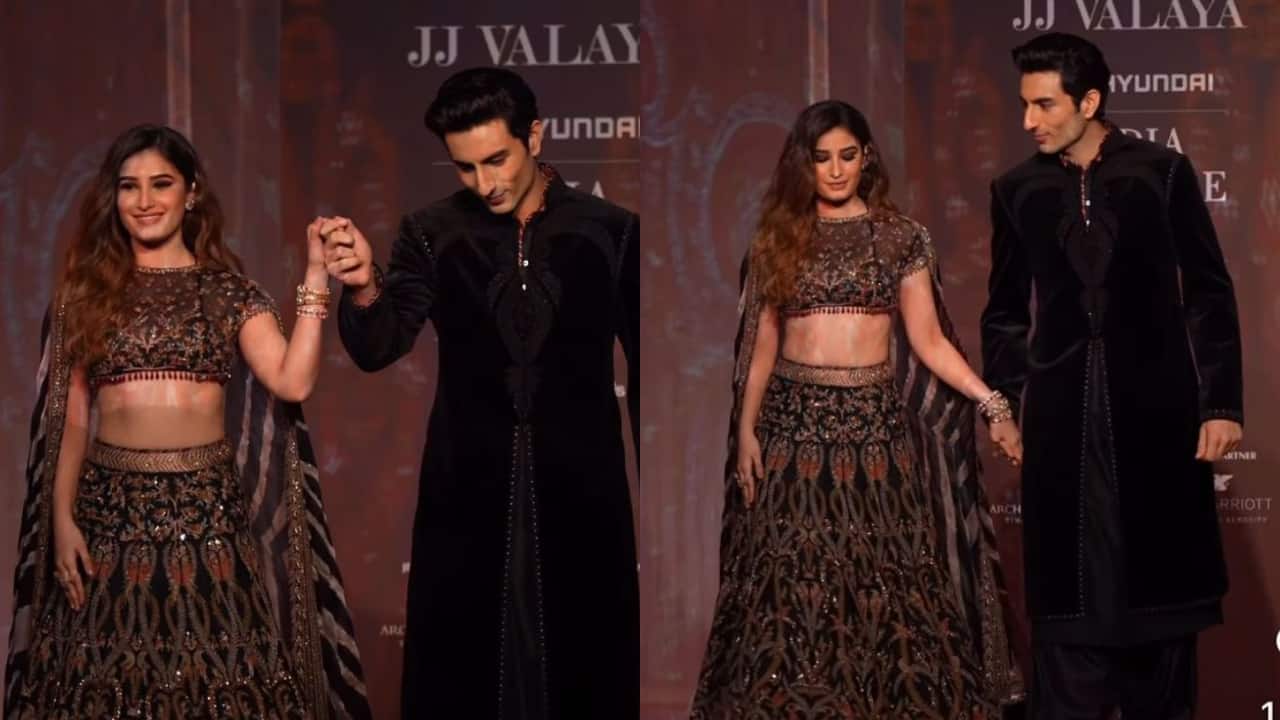 Rasha Thadani and Ibrahim Ali Khan walk hand-in-hand for JJ Valaya at Finale of Indian Couture Week 2025