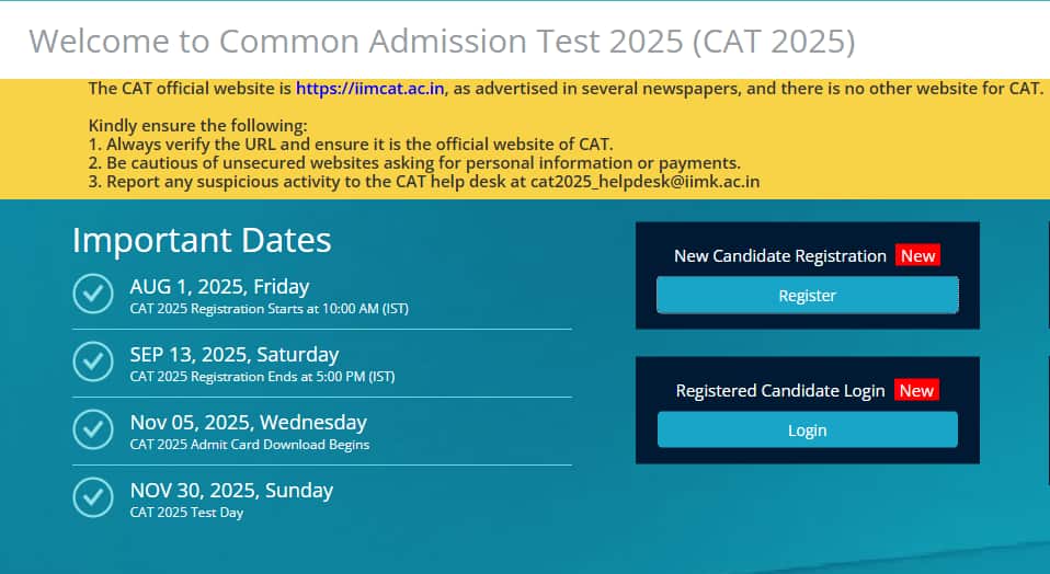 CAT 2025 registration begins today at iimcat.ac.in: Check exam date, eligibility, registration guide, and more CAT 2025 registration begins today at iimcat.ac.in: Check exam date, eligibility, registration guide, and more
