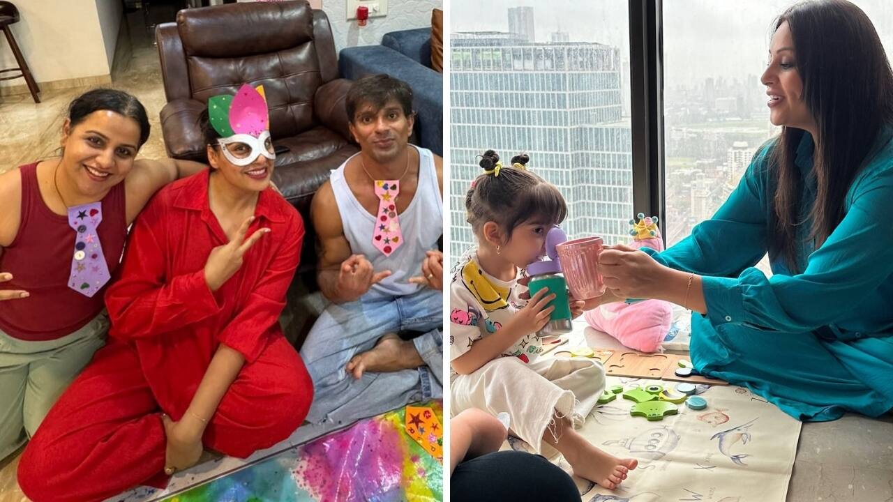 Bipasha Basu shares glimpses of parenting joy, twins with daughter in pink suit
