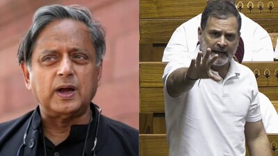 Congress leader Shashi Tharoor and Lok Sabha LoP Rahul Gandhi.  