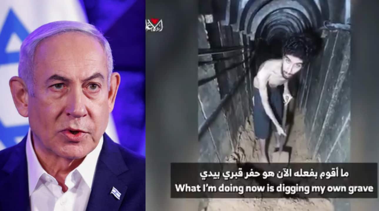 Netnayahu condemns Hamas for ‘Nazi-like abuse’ after hostage video shows Israeli ‘digging his own grave’