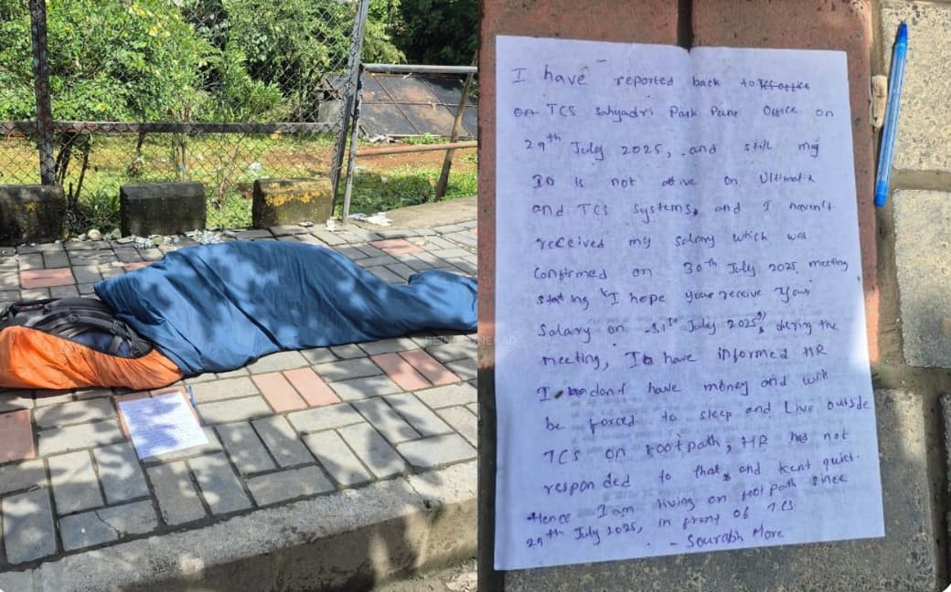TCS employee sleeps on footpath outside Pune office over salary issue, company responds