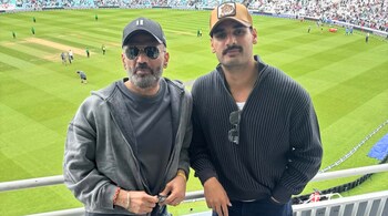 Suniel Shetty and Ahaan Shetty watch India vs England test match series