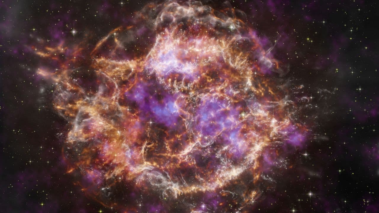 Cassiopeia A: Cassiopeia A is the remnant of a star that exploded, leaving behind a cloud of expanding stellar debris. (Image: NASA)