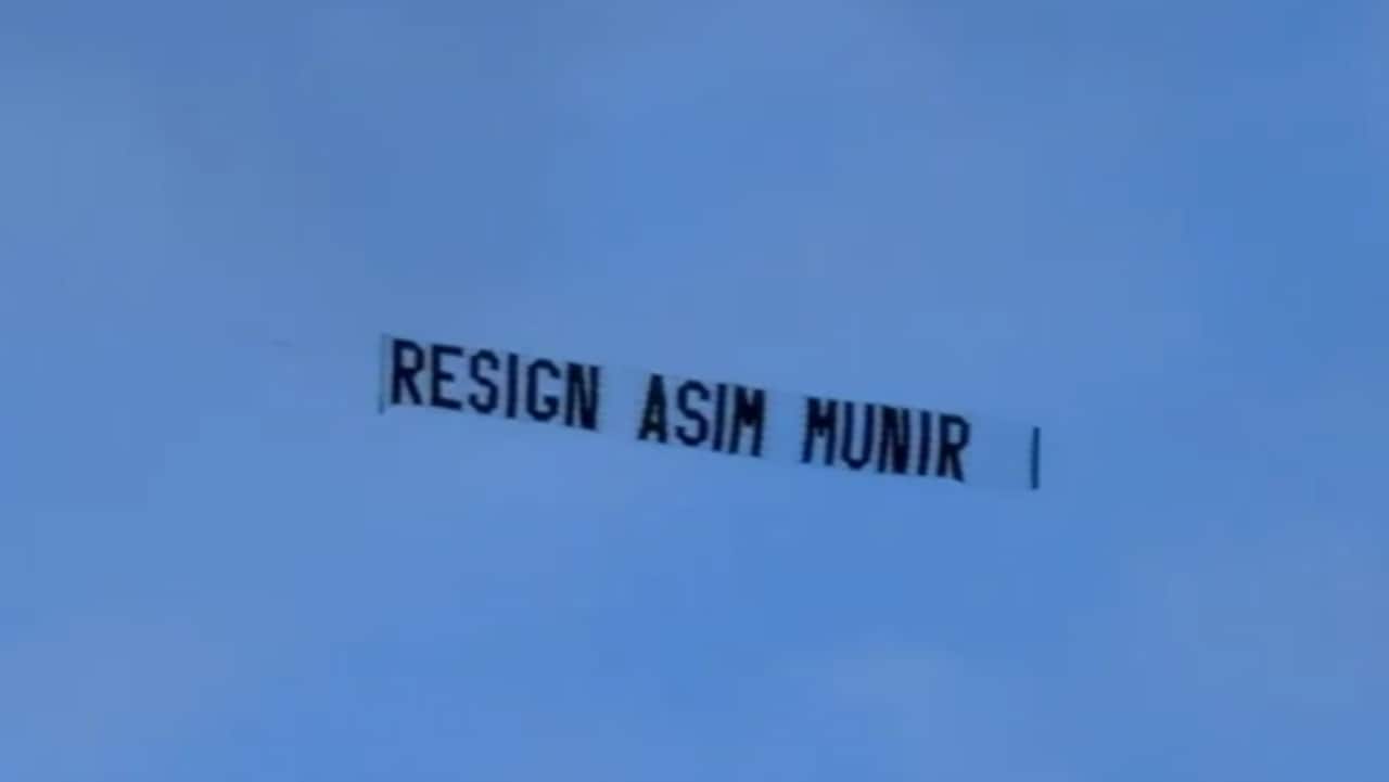 'Resign Asim Munir': Banner calling for Pak Army chief's resignation flies over Pakistan-Windies match | WATCH