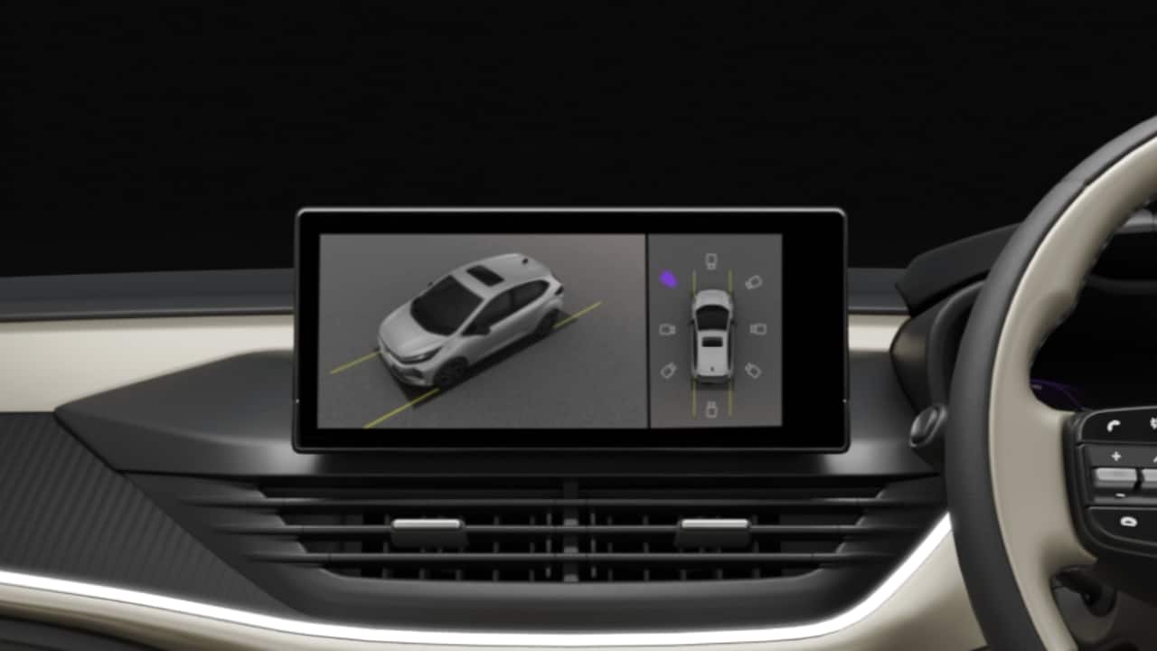 Multiple wide-angle cameras placed around the vehicle Multiple wide-angle cameras placed around the vehicle