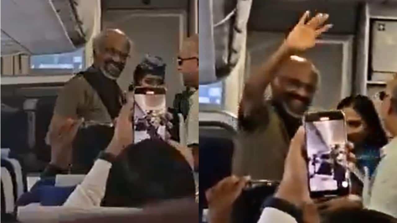Rajinikanth delights fans mid-air, greets passengers after request: Watch
