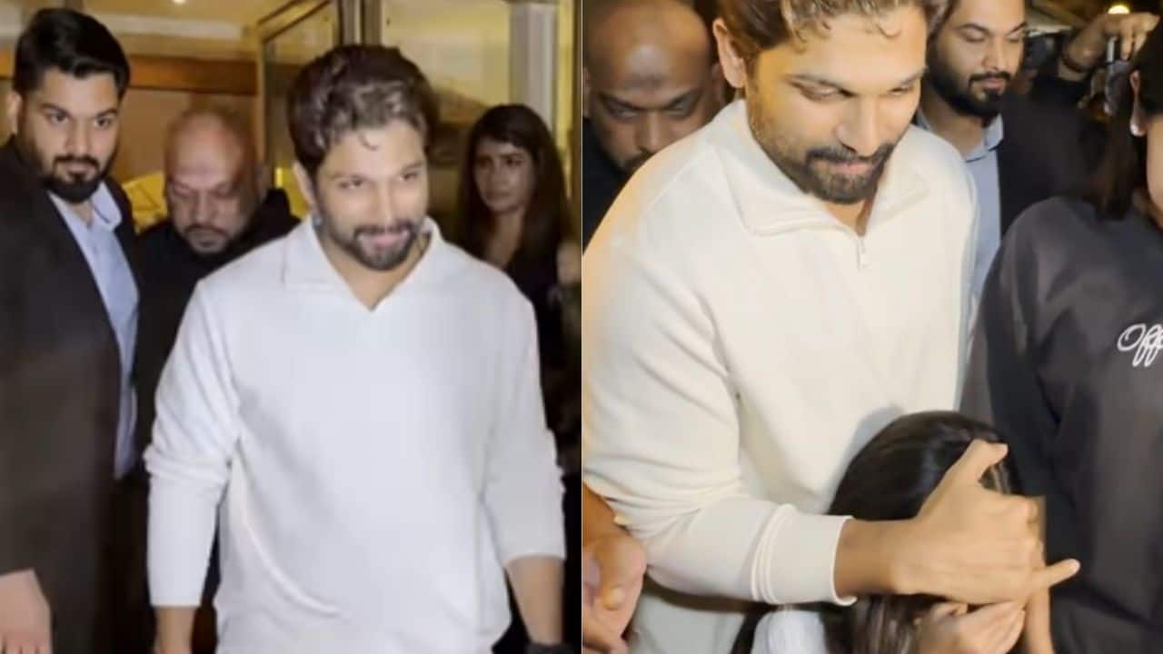 Allu Arjun steps out with family in Mumbai, shields daughter Arha from camera flashes: Watch