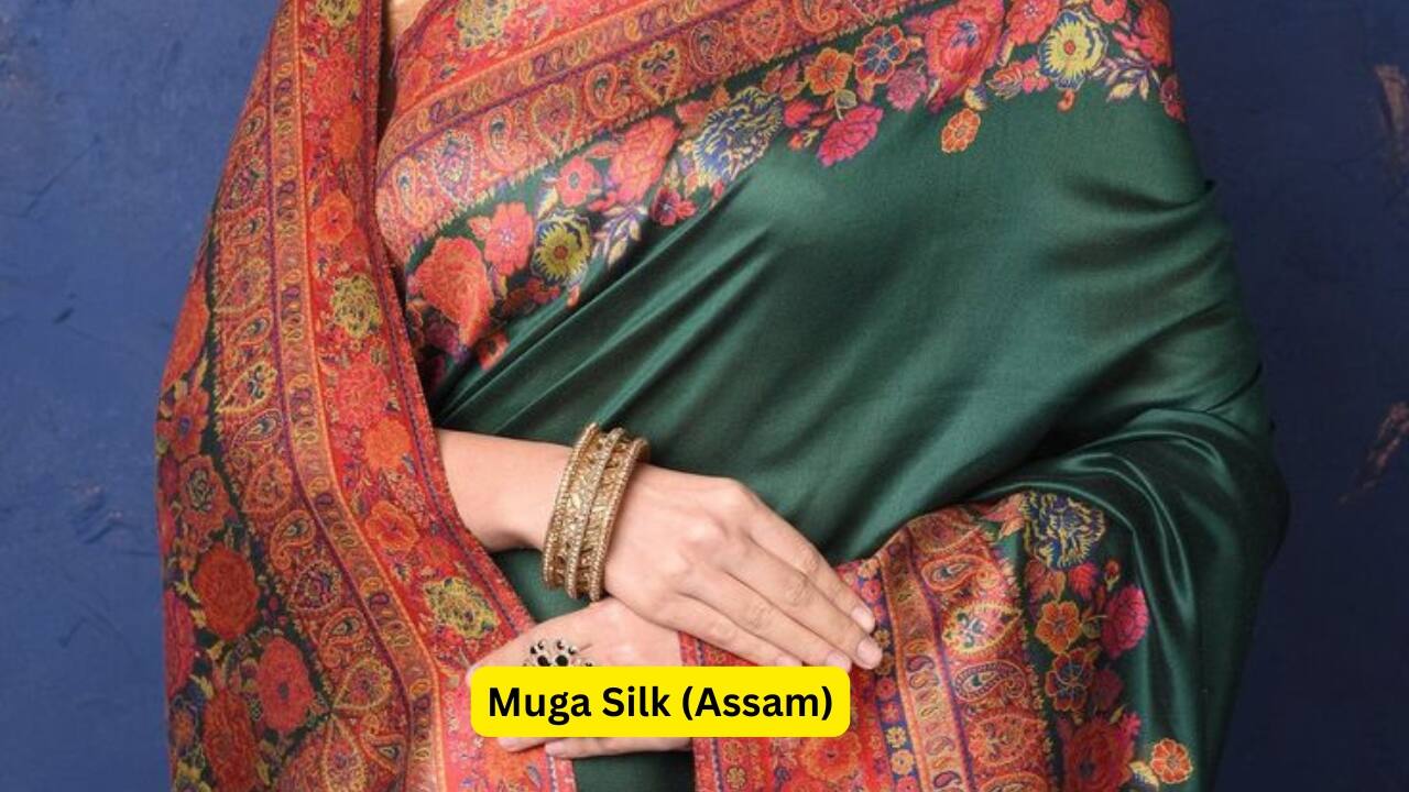 Muga Silk (Assam) Muga silk is one of the most expensive and strongest silks in the world. It has a natural golden shine and lasts for years. Wearing a Muga silk saree is like owning a piece of Assamese pride. (Image: Pinterest) 