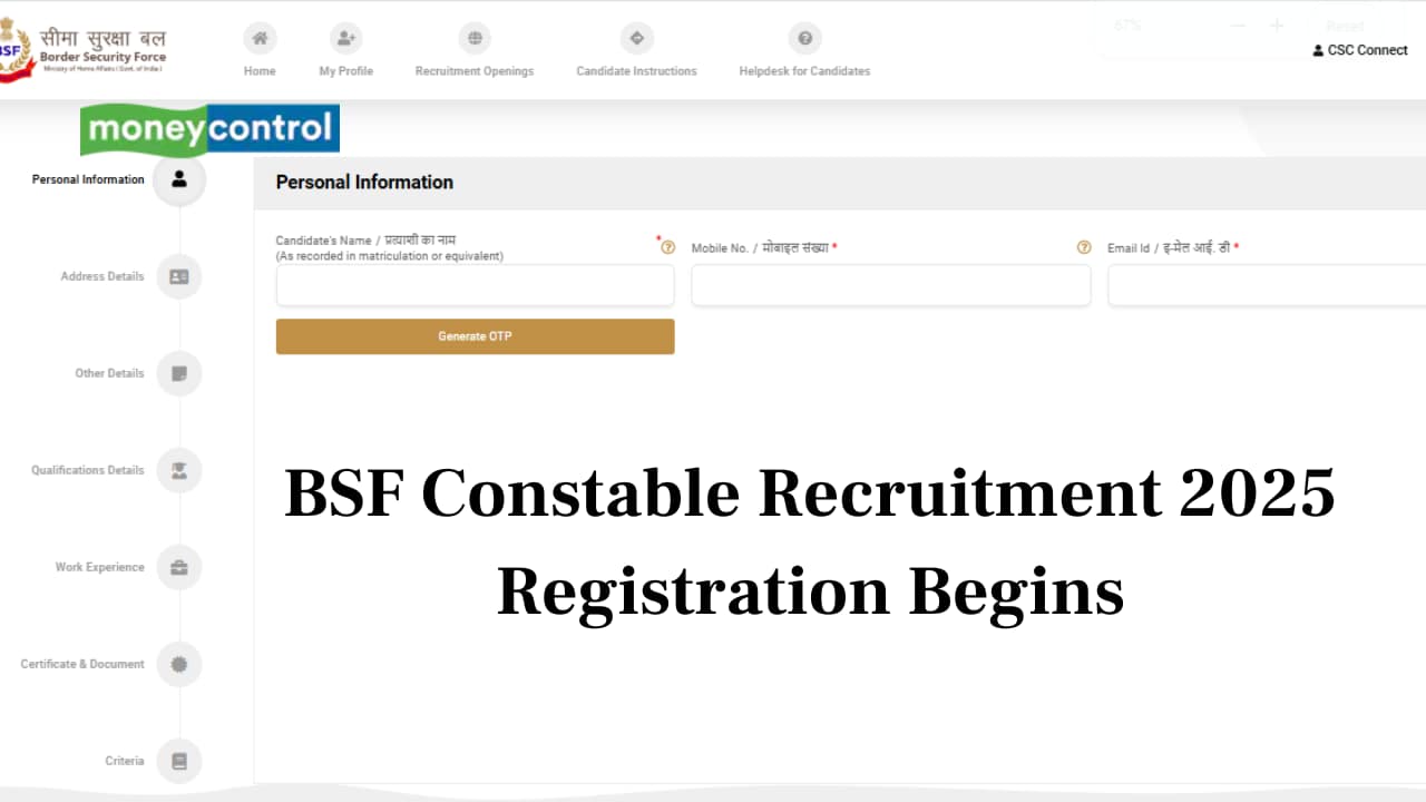 BSF Constable Recruitment 2025: Registration begins for over 3588 vacancies; link to apply here BSF Constable Recruitment 2025: Registration begins for over 3588 vacancies; link to apply here