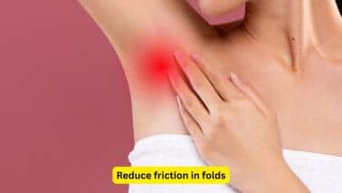 Reduce friction in folds Inverse psoriasis leads to the development of red smooth patches in skin folds like the armpits and groin area. They may even be seen under the breasts. Sore areas may worsen when they are exposed to heat and moisture, while undue friction can make the person experience some discomfort. Gentle cleansing methods and antifungal or steroid creams can aid in dealing with this.(Image: Canva)