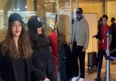 Aishwarya, Abhishek Bachchan and daughter Aaradhya spotted at Mumbai airport as they return from trip: Watch