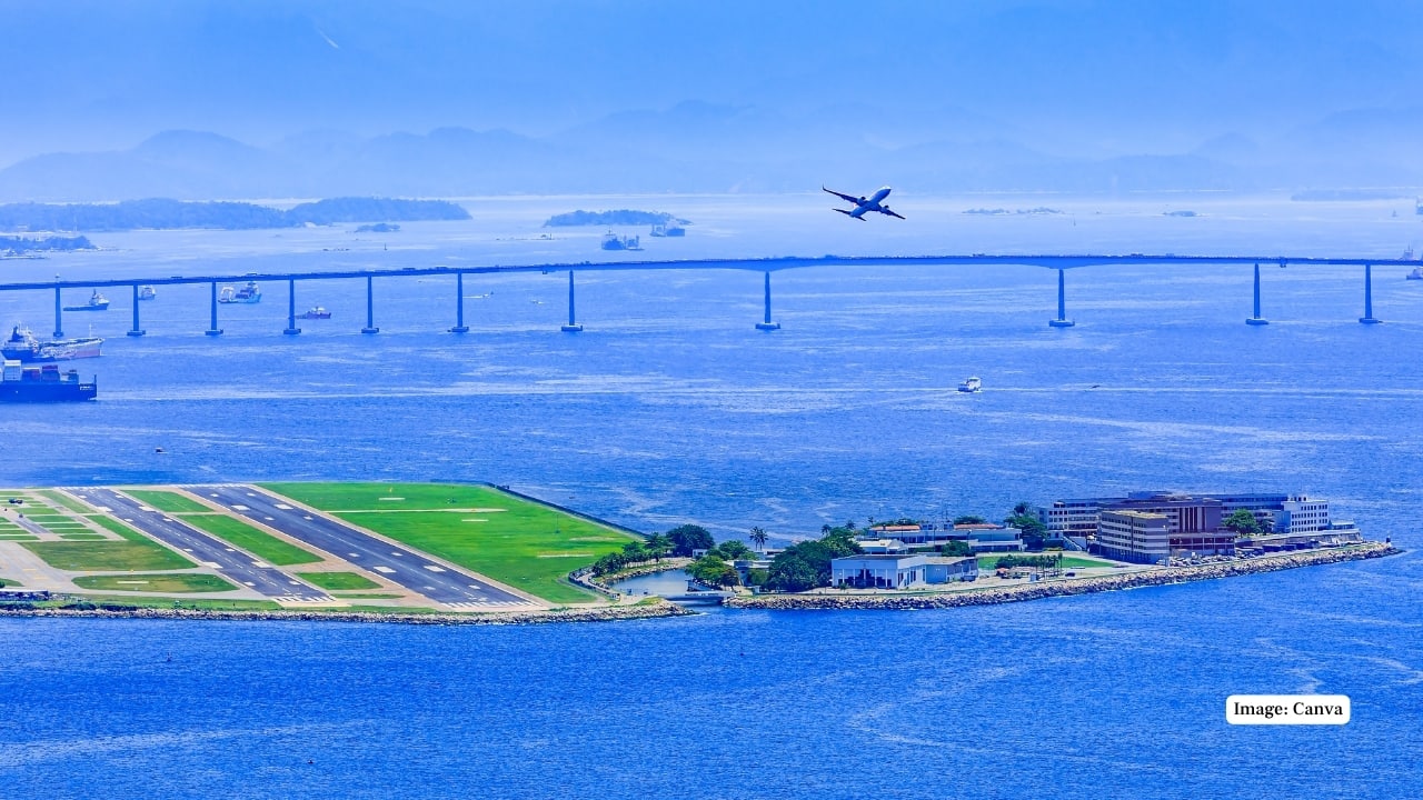 5. Rio de Janeiro–Santos Dumont Airport, Brazil Landing here means swooping in over Rio’s iconic beaches, Sugarloaf Mountain, and the sparkling bay — a visual feast before you even step off the plane. (Image: Canva)
