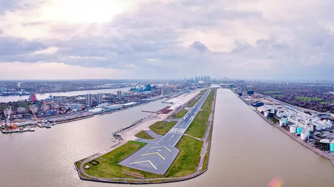 5. London City Airport, United Kingdom Though small and urban, London City Airport offers amazing views of London’s skyline, including the Shard, Tower Bridge, and the Thames, making the approach truly unique. (Image: London City Airport)
