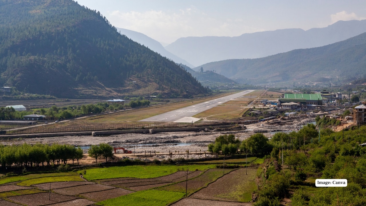 8. Paro Airport, Bhutan One of the world’s most challenging landings, Paro Airport is set in a deep Himalayan valley. Passengers are treated to breathtaking views of mountain monasteries and rugged peaks. (Image: Canva)
