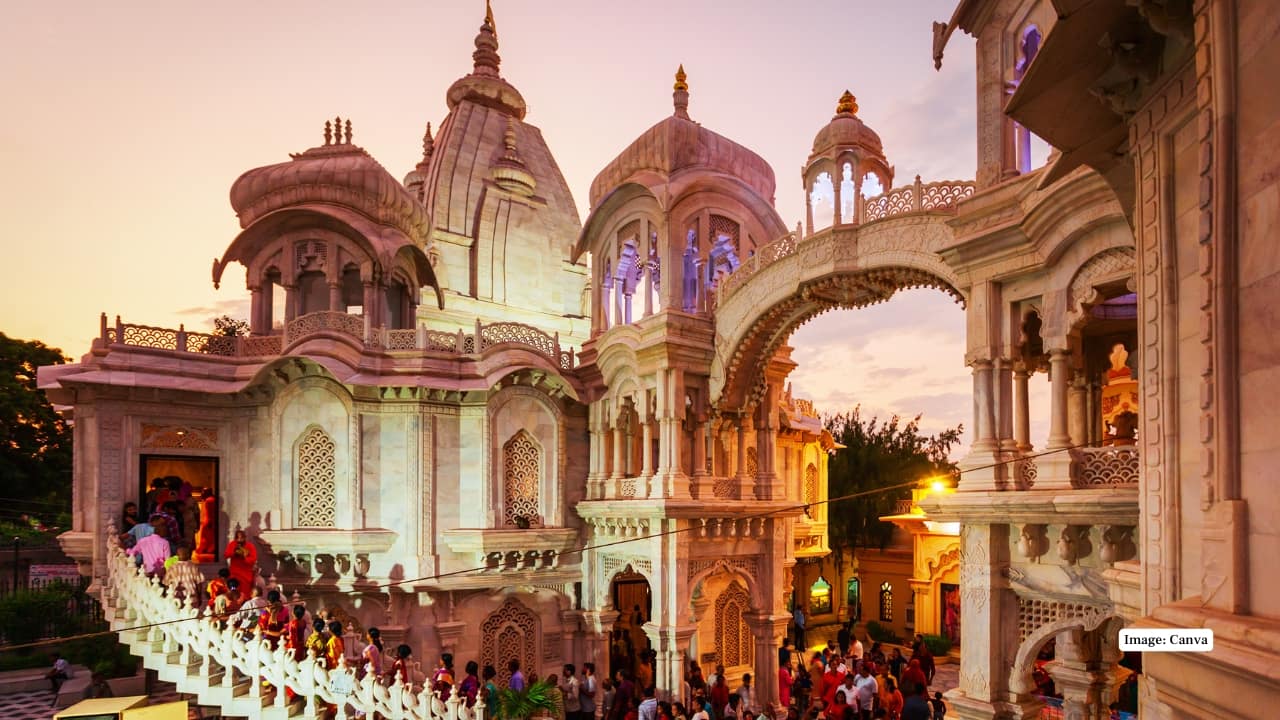 2. ISKCON Vrindavan (Sri Krishna Balaram Mandir) A global centre for Krishna devotion, ISKCON celebrates Janmashtami with nonstop kirtans, spiritual plays, and elaborate decorations that attract thousands of pilgrims from India and abroad.