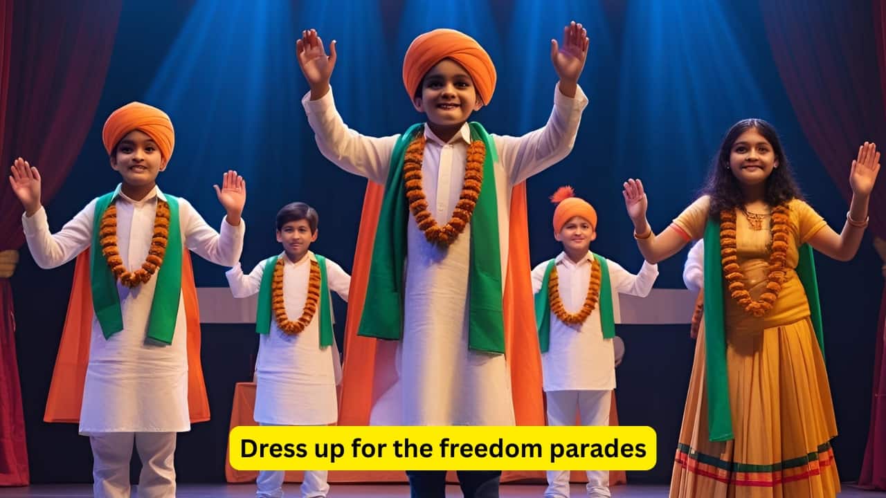Dress up for the freedom parades Costumes and short speeches bring history to life. Kids step into the shoes of leaders or freedom fighters, learning about sacrifice and courage in a lively, unforgettable way.(Image: Canva)