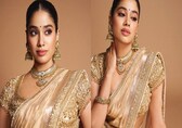 Janhvi Kapoor radiates royalty in Manish Malhotra’s gold handwoven tissue lehenga