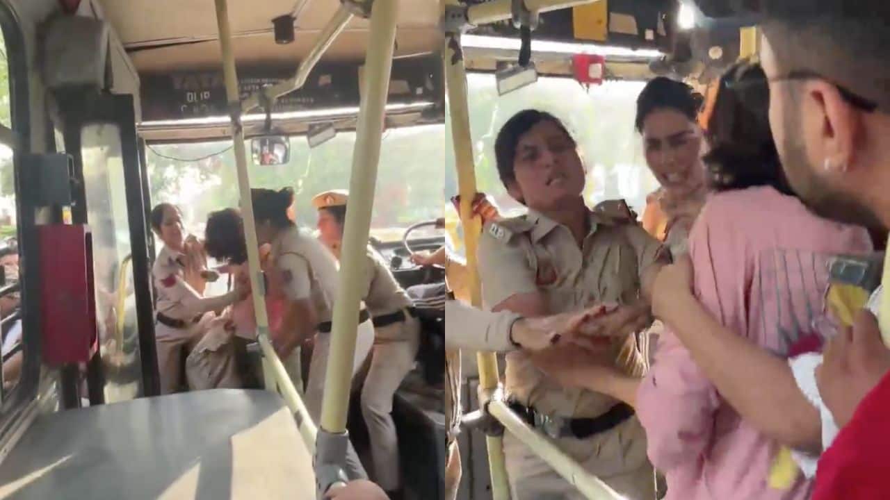 Delhi cop assaults woman activist protesting SC order to remove dogs | Watch
