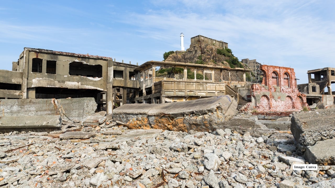 4. Hashima Island, Japan Nicknamed “Battleship Island” for its shape, Hashima was once home to coal miners. Abandoned in 1974, its crumbling concrete buildings stand as a haunting reminder of Japan’s rapid industrialisation. (Image: Canva) 4. Hashima Island, Japan Nicknamed “Battleship Island” for its shape, Hashima was once home to coal miners. Abandoned in 1974, its crumbling concrete buildings stand as a haunting reminder of Japan’s rapid industrialisation. (Image: Canva)