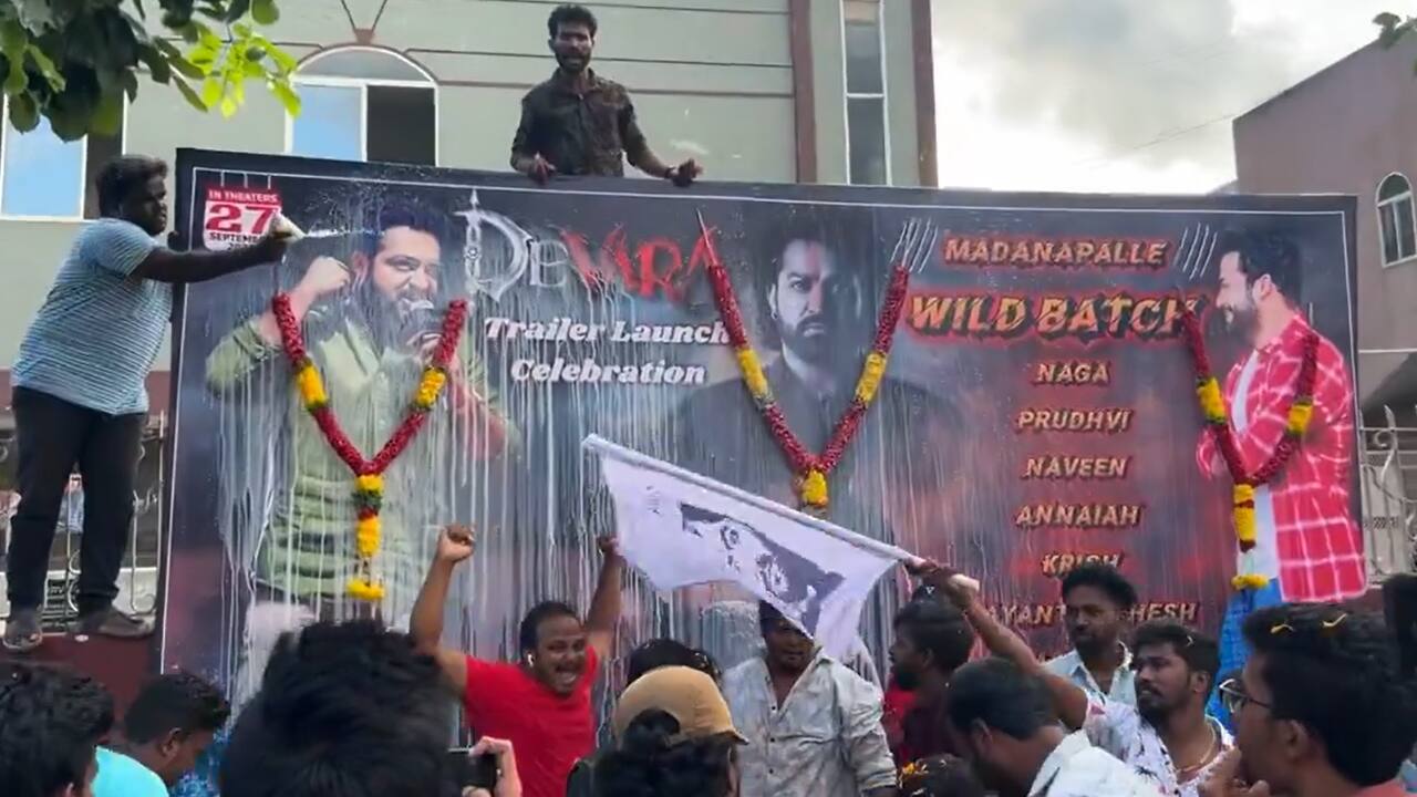 Milk Abhishekam ritual Fans showered Jr NTR's enormous cutouts with buckets of milk in a symbolic 'milk abhishekam.' A gesture typically reserved for the gods, this represented the fans' esteem for the actor and made the film release a ritualistic experience merging cinematic fanfare with religious rite. Milk Abhishekam ritual Fans showered Jr NTR's enormous cutouts with buckets of milk in a symbolic 'milk abhishekam.' A gesture typically reserved for the gods, this represented the fans' esteem for the actor and made the film release a ritualistic experience merging cinematic fanfare with religious rite.