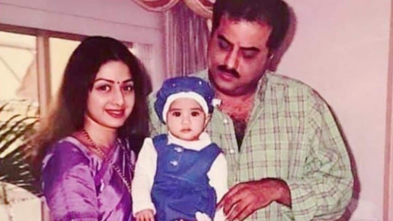 Family ties This throwback family photo shows the strong bond they outwardly cherished. In the pic, Sridevi looks lovely in a lilac saree. Janhvi looked super cute in a denim outfit. Boney Kapoor sported a checked green shirt.