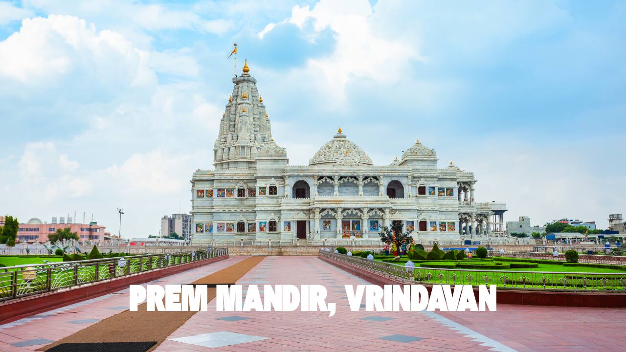 A stunning marble temple dedicated to Krishna and Radha, it glows beautifully at night during Janmashtami with dazzling light shows and devotional singing. (image: canva) A stunning marble temple dedicated to Krishna and Radha, it glows beautifully at night during Janmashtami with dazzling light shows and devotional singing. (image: canva)
