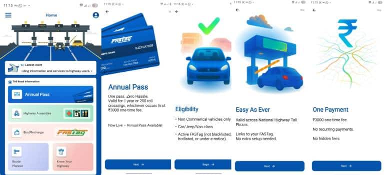 FasTag Annual Pass on mobile app
