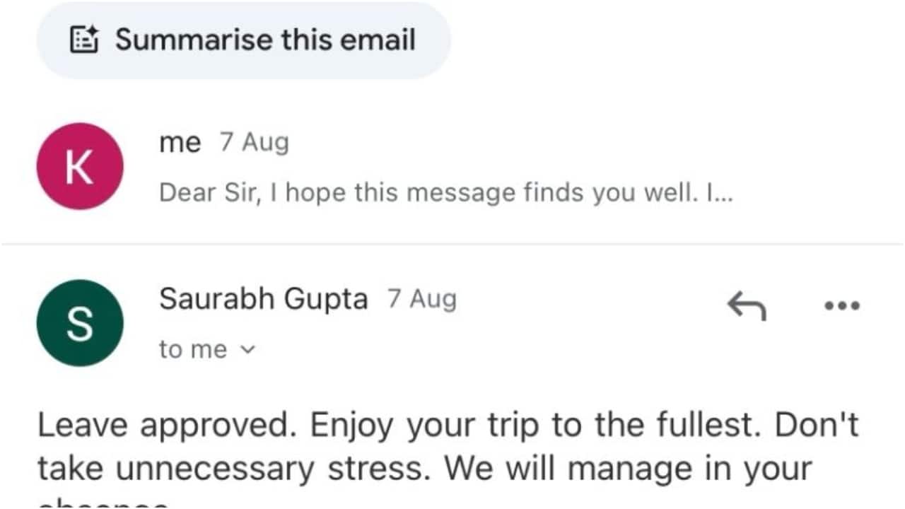 'Leave approved, enjoy your trip': Noida manager’s response to employee's request wins hearts