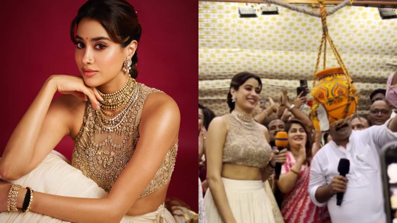 Janhvi Kapoor celebrates Janmashtami with Dahi Handi, fans cheer loudly as she breaks the Matki