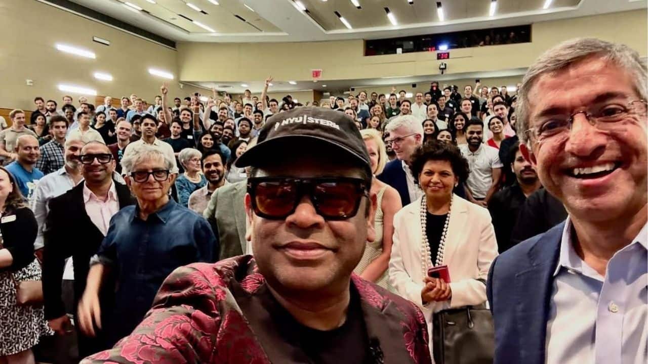 A. R. Rahman visits NYU stern, shares pic with Dean Bharat Anand and students