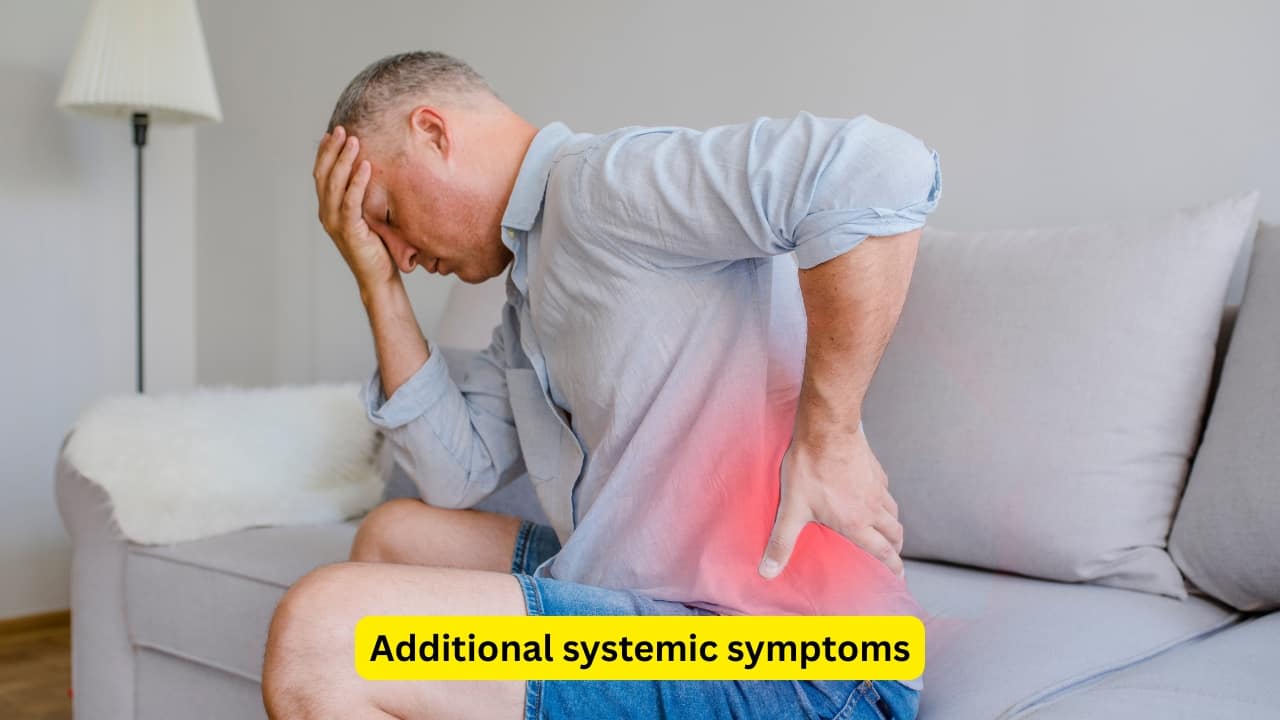 Additional systemic symptoms Other symptoms include pain in the muscles, joint pain, inflammation of the heart musculature, and abdominal pain. Diarrhea and vomiting may be seen in some people. Pneumonia may also lead to skin rashes, and, in severe cases, inflammation of the meninges and sepsis.(Image: Canva)