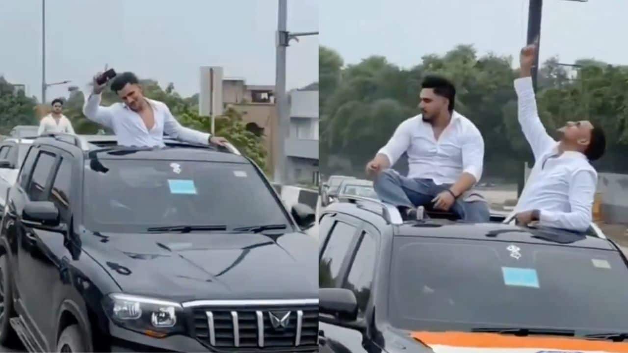 Gurugram's notorious SUV menace strikes again; rooftop dance party halts traffic | Watch