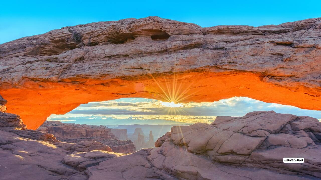 4. Mesa Arch, Canyonlands, USA One of the most photographed sunrise spots in the world, Mesa Arch glows brilliantly when the morning sun hits, creating images that frequently appear in award-winning portfolios. (Image: Canva) 4. Mesa Arch, Canyonlands, USA One of the most photographed sunrise spots in the world, Mesa Arch glows brilliantly when the morning sun hits, creating images that frequently appear in award-winning portfolios. (Image: Canva)