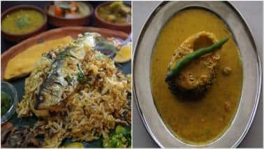 Fish curry and a Bengali thali served by Koji Nakayama and his wife Sachiko. (Image credit: Moneycontrol)
