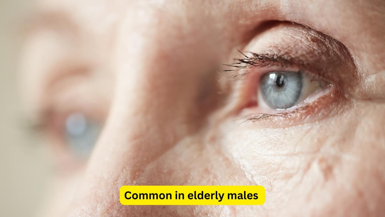 Common in elderly males Pterygium is more commonly observed in elderly males, who are often involved in outdoor work. It may be present either in only one eye or in both eyes. It looks like triangular fold that gradually approached the cornea, and is seen on the nasal side more than the temporal side.(Image: Canva) Common in elderly males Pterygium is more commonly observed in elderly males, who are often involved in outdoor work. It may be present either in only one eye or in both eyes. It looks like triangular fold that gradually approached the cornea, and is seen on the nasal side more than the temporal side.(Image: Canva)