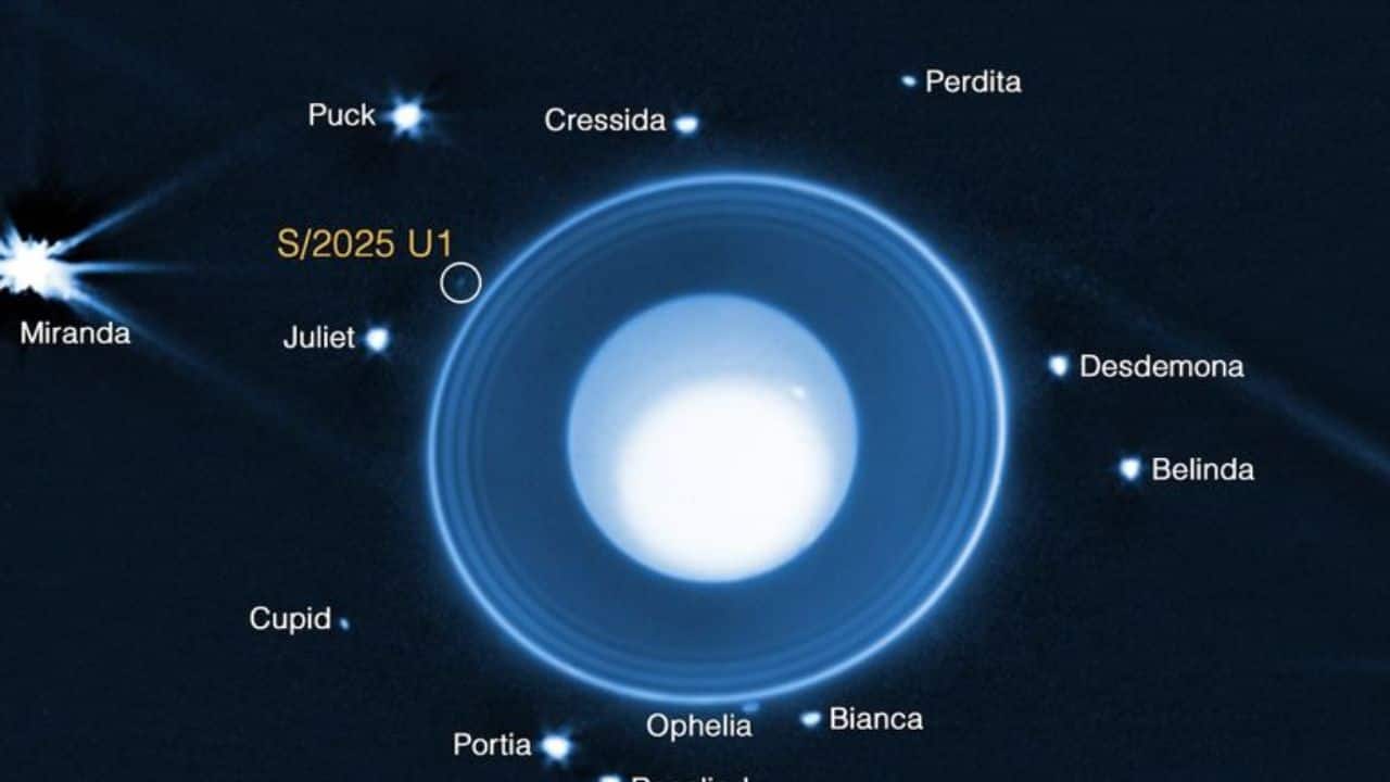 A new hidden moon has been found orbiting Uranus by NASA's James Webb Telescope