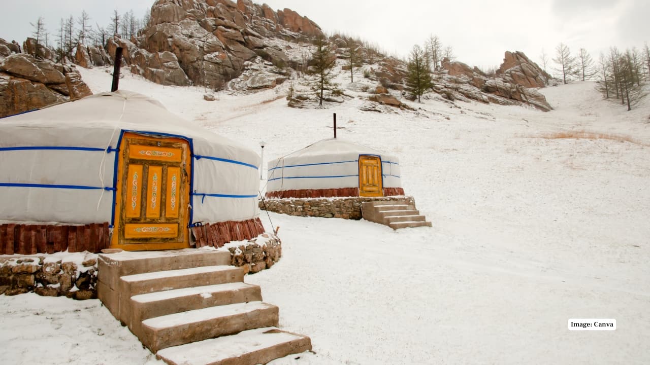 5. Mongolia Mongolia’s winters are harsh, especially in the steppe and mountain regions. The country records temperatures dropping to –40°C, with strong winds and snowstorms shaping life for its nomadic communities. (Image: Canva)