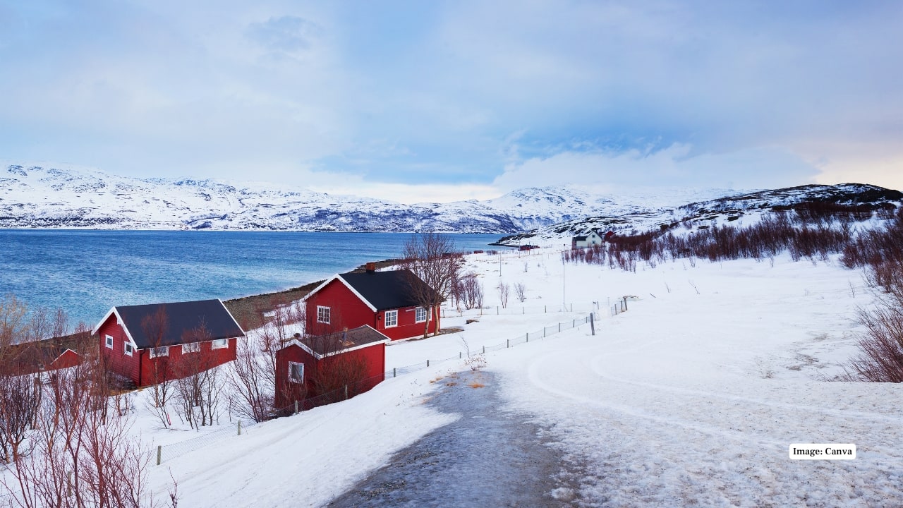 6. Norway Norway’s northern regions within the Arctic Circle face bitter cold, dipping to –40°C. Its fjords freeze over, and polar nights extend for months, offering both harsh conditions and dazzling Northern Lights. (Image: Canva)