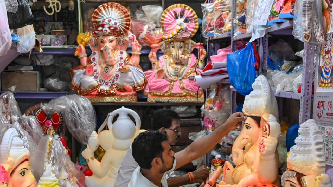 Kolkata: Kolkata, known for Durga Puja, also celebrates Ganeshotsav with idols, devotional songs, and vibrant tableaux. (image: PTI)